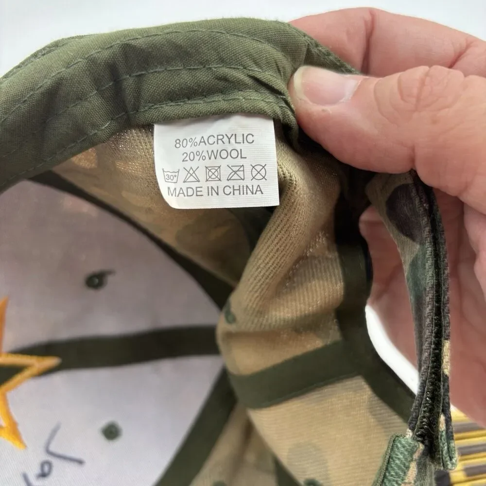 Camo Baseball Cap Gold Star Embroidered Adjustable Hunting Military Style Ha